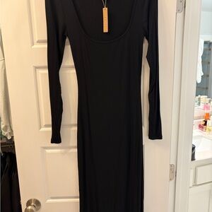 SKIMS Soft Lounge Black Long Sleeve Dress